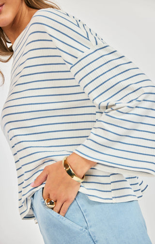 Memento Striped 3/4 Sleeve Top