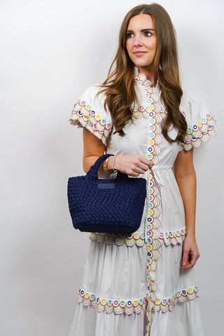 Navy Woven Mini Tote