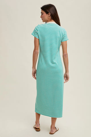 Striped Button-Up Midi Dress