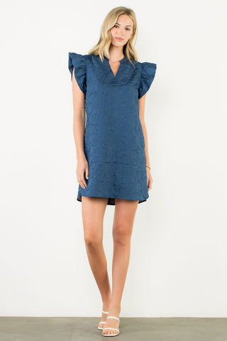 Flutter Sleeve Textured Dress