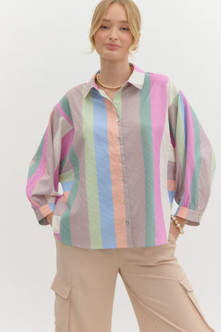 Zina Stripe Button Down