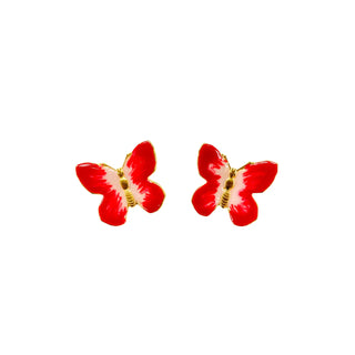 Small Glassine Butterfly Earring - Red/Pink Pearl