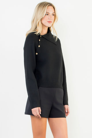 Split Neck Knit Sweater