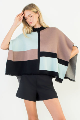 Colorblock Poncho
