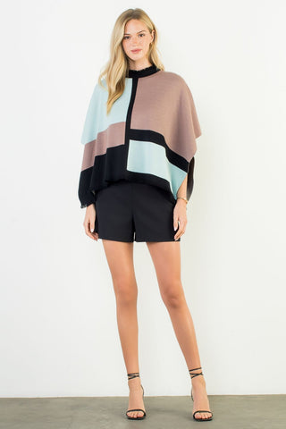 Colorblock Poncho