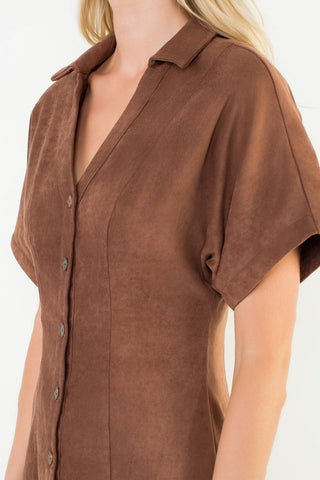 Suede A-Line Midi Dress